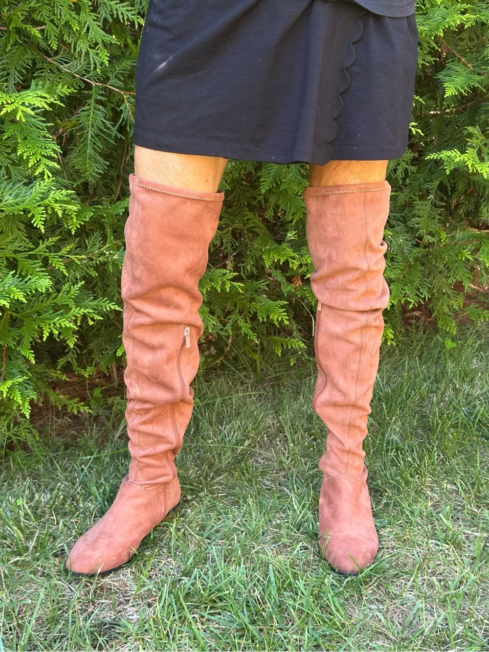 Over-the-Knee or not ,faux suede boots rust color size 9